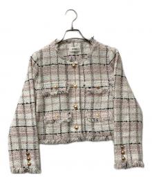 Snidel（スナイデル）の古着「ツイードジャケット」｜ホワイト×ピンク