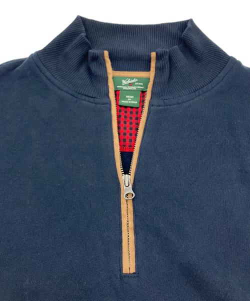 WOOLRICH（ウールリッチ）WOOLRICH (ウールリッチ) ハーフジップスウェット　パッチワーク ネイビー×ブラウン サイズ:XLの古着・服飾アイテム