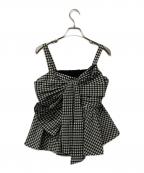 FRAY IDフレイ アイディー）の古着「ペプラムリボントップス」｜ベージュ×ブラック