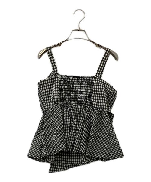 FRAY ID（フレイ アイディー）FRAY ID (フレイ アイディー) ペプラムリボントップス ベージュ×ブラックの古着・服飾アイテム