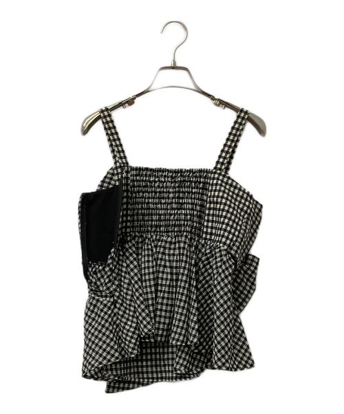 FRAY ID（フレイ アイディー）FRAY ID (フレイ アイディー) ペプラムリボントップス ベージュ×ブラックの古着・服飾アイテム