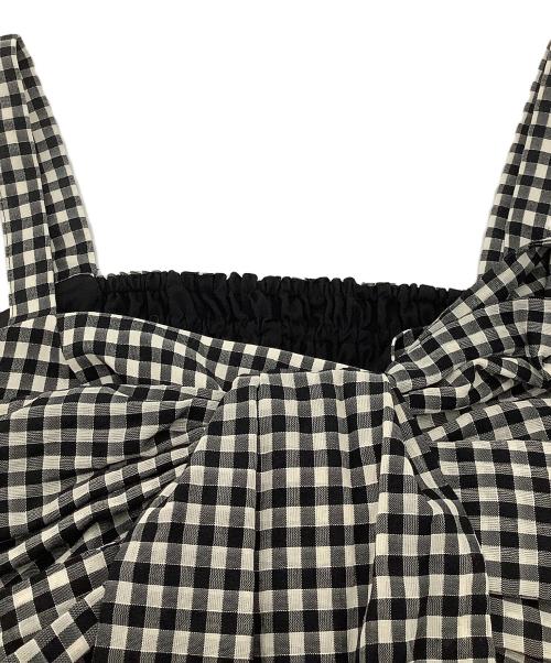 FRAY ID（フレイ アイディー）FRAY ID (フレイ アイディー) ペプラムリボントップス ベージュ×ブラックの古着・服飾アイテム