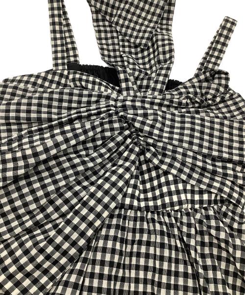 FRAY ID（フレイ アイディー）FRAY ID (フレイ アイディー) ペプラムリボントップス ベージュ×ブラックの古着・服飾アイテム