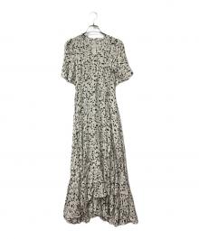 FRAY ID（フレイ アイディー）の古着「ヴィスコースプリントカシュクールワンピース」｜ホワイト×ブラック