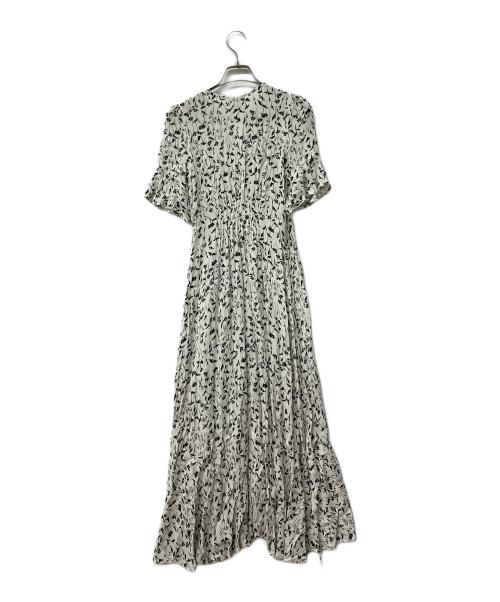 FRAY ID（フレイ アイディー）FRAY ID (フレイ アイディー) ヴィスコースプリントカシュクールワンピース ホワイト×ブラックの古着・服飾アイテム