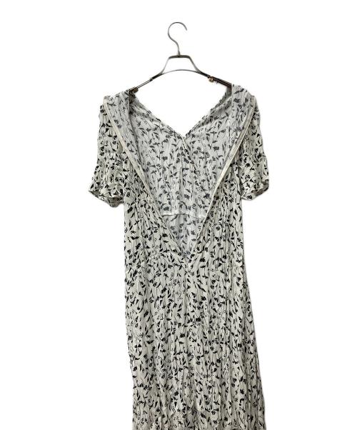 FRAY ID（フレイ アイディー）FRAY ID (フレイ アイディー) ヴィスコースプリントカシュクールワンピース ホワイト×ブラックの古着・服飾アイテム