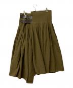 Y's Red Labelワイズレッドレーベル）の古着「ラッププリーツスカート」｜カーキ