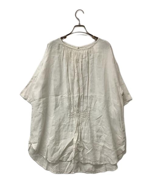 nest Robe（ネストローブ）nest Robe (ネストローブ) ギャザー リネンフロントシャーリングプルオーバーブラウス アイボリー サイズ:Fの古着・服飾アイテム