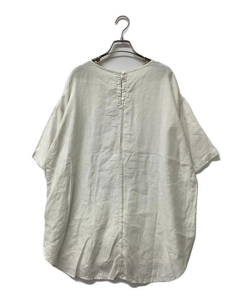 nest Robe（ネストローブ）nest Robe (ネストローブ) ギャザー リネンフロントシャーリングプルオーバーブラウス アイボリー サイズ:Fの古着・服飾アイテム