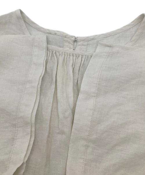 nest Robe（ネストローブ）nest Robe (ネストローブ) ギャザー リネンフロントシャーリングプルオーバーブラウス アイボリー サイズ:Fの古着・服飾アイテム