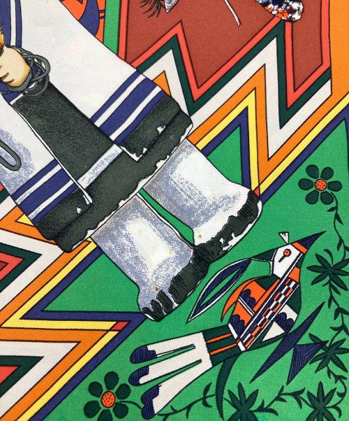 HERMES（エルメス）HERMES (エルメス) 大判スカーフ Kachinas カレ90 ブラウン×オレンジの古着・服飾アイテム
