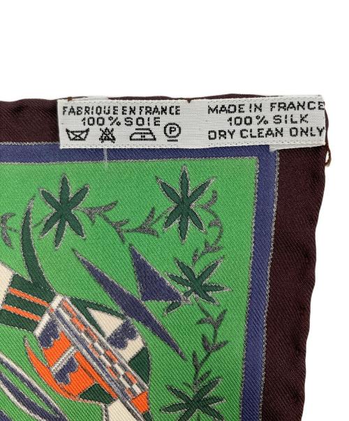 HERMES（エルメス）HERMES (エルメス) 大判スカーフ Kachinas カレ90 ブラウン×オレンジの古着・服飾アイテム