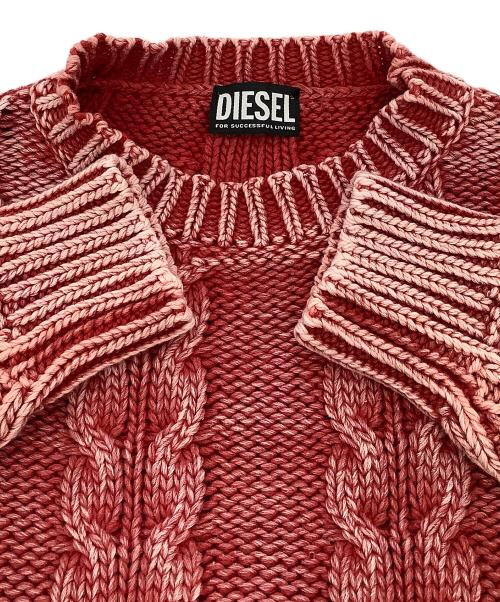 DIESEL（ディーゼル）DIESEL (ディーゼル) ケーブルニット レッド サイズ:Sの古着・服飾アイテム