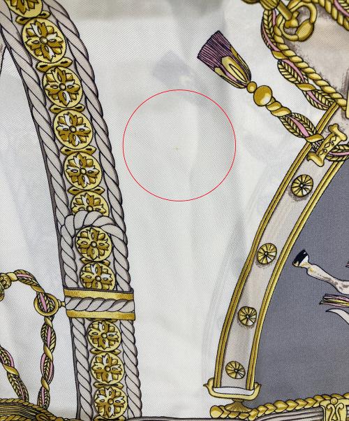 CELINE（セリーヌ）CELINE (セリーヌ) シルクスカーフ 馬 シルク100％ ベージュ×グレーの古着・服飾アイテム