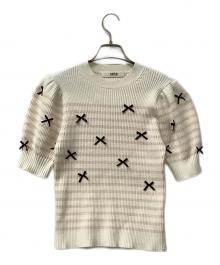 furfur（ファーファー）の古着「バスクボーダーリボンニットプルオーバー」｜ベージュ