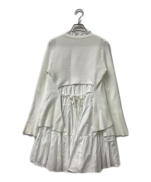 Snidel（スナイデル）Snidel (スナイデル) アシメニットコンビワンピース ホワイト サイズ:Fの古着・服飾アイテム