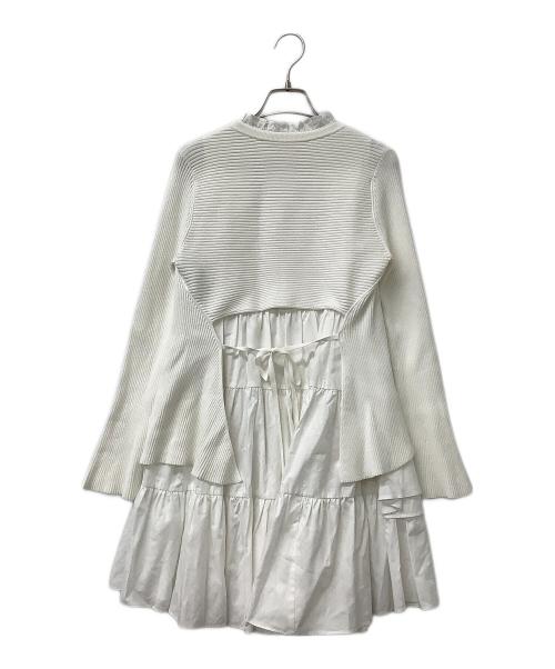 Snidel（スナイデル）Snidel (スナイデル) アシメニットコンビワンピース ホワイト サイズ:Fの古着・服飾アイテム