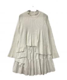 Snidel（スナイデル）の古着「アシメニットコンビワンピース」｜ホワイト