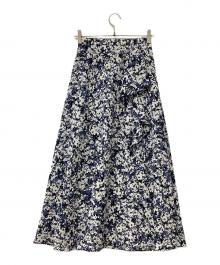 Snidel（スナイデル）の古着「フロントドレープスカート」｜ネイビー×ホワイト