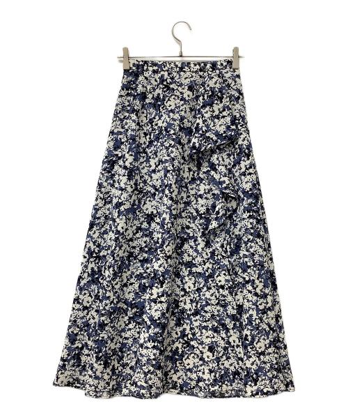 Snidel（スナイデル）Snidel (スナイデル) フロントドレープスカート ネイビー×ホワイトの古着・服飾アイテム