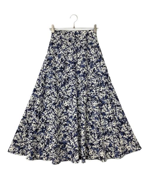 Snidel（スナイデル）Snidel (スナイデル) フロントドレープスカート ネイビー×ホワイトの古着・服飾アイテム