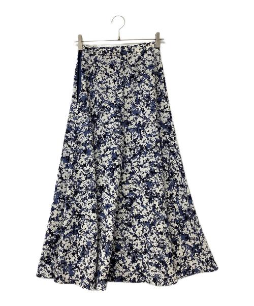 Snidel（スナイデル）Snidel (スナイデル) フロントドレープスカート ネイビー×ホワイトの古着・服飾アイテム