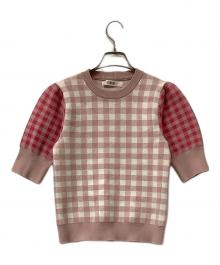 furfur（ファーファー）の古着「バイカラーギンガムプルオーバー」｜ピンク×ホワイト