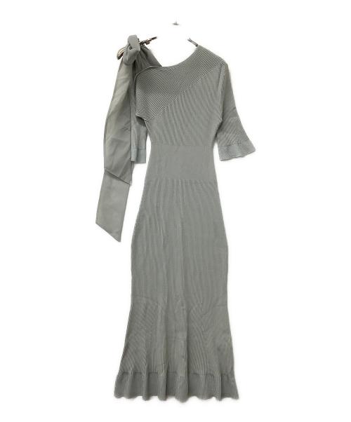 Snidel（スナイデル）Snidel (スナイデル) ショルダーリボンアシメニットワンピ グレー サイズ:Fの古着・服飾アイテム