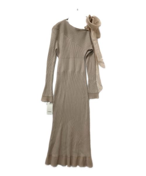 Snidel（スナイデル）Snidel (スナイデル) ショルダーリボンアシンメニットワンピース ブラウン サイズ:Fの古着・服飾アイテム