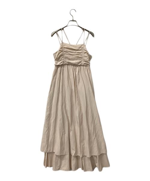 Snidel（スナイデル）Snidel (スナイデル) ペーパーヤーンプルオーバー×ギャザーキャミソールワンピース ベージュの古着・服飾アイテム