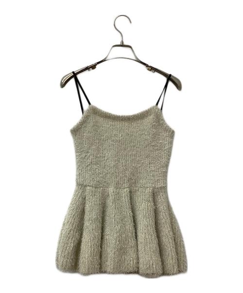 FRAY ID（フレイ アイディー）FRAY ID (フレイ アイディー) ラメフェザーニットペプラムキャミ ベージュ サイズ:Fの古着・服飾アイテム