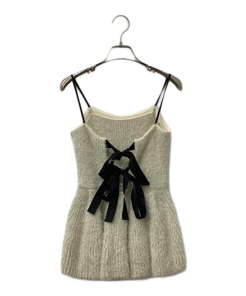 FRAY ID（フレイ アイディー）FRAY ID (フレイ アイディー) ラメフェザーニットペプラムキャミ ベージュ サイズ:Fの古着・服飾アイテム