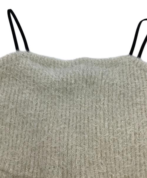 FRAY ID（フレイ アイディー）FRAY ID (フレイ アイディー) ラメフェザーニットペプラムキャミ ベージュ サイズ:Fの古着・服飾アイテム