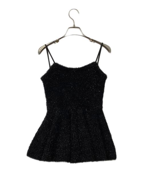 FRAY ID（フレイ アイディー）FRAY ID (フレイ アイディー) ラメフェザーニットペプラムキャミ ブラック サイズ:Fの古着・服飾アイテム