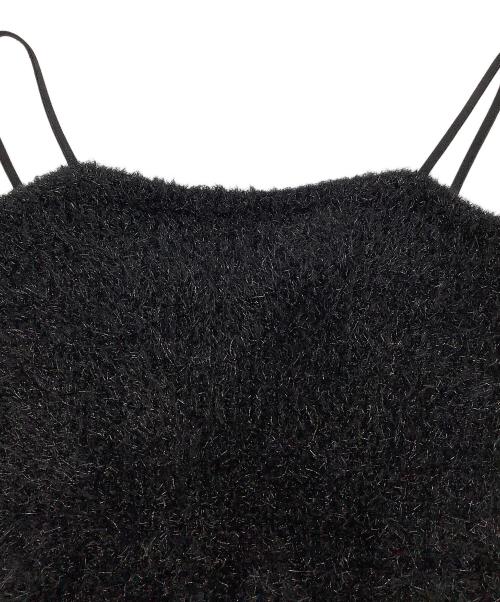 FRAY ID（フレイ アイディー）FRAY ID (フレイ アイディー) ラメフェザーニットペプラムキャミ ブラック サイズ:Fの古着・服飾アイテム