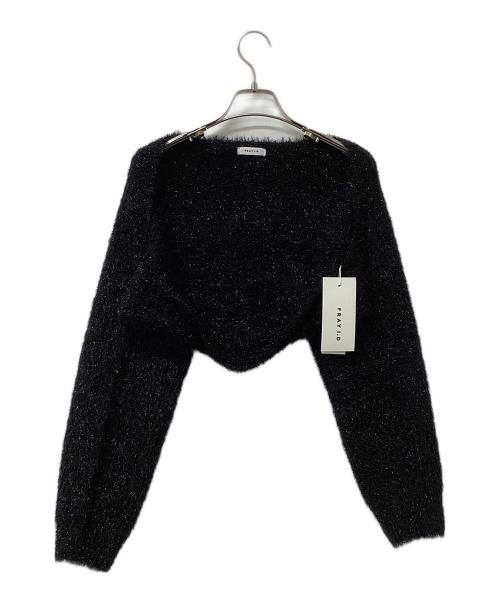 FRAY ID（フレイ アイディー）FRAY ID (フレイ アイディー) ラメフェザーニットボレロ ブラック サイズ:Fの古着・服飾アイテム