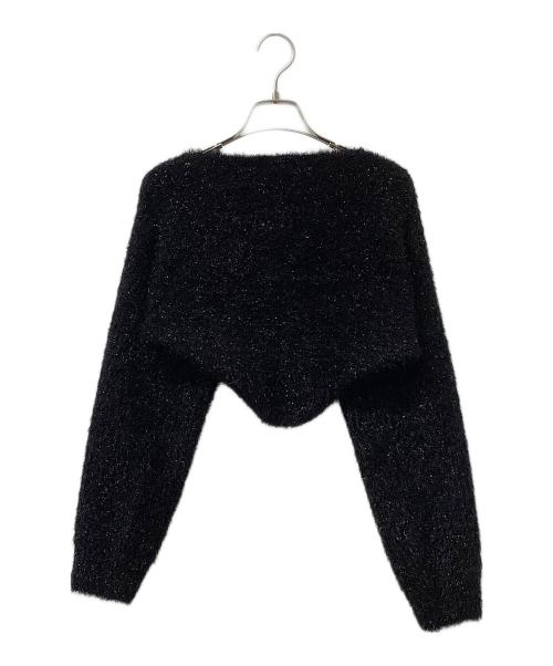 FRAY ID（フレイ アイディー）FRAY ID (フレイ アイディー) ラメフェザーニットボレロ ブラック サイズ:Fの古着・服飾アイテム