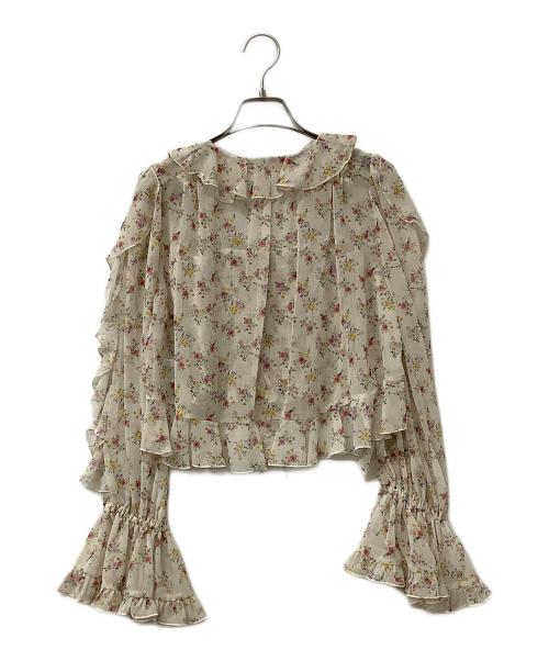 COCODEAL（ココディール）COCODEAL (ココディール) フラワープリントフリルカーディガン×シャーリングキャミソール ベージュ サイズ:2の古着・服飾アイテム