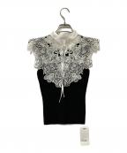 Snidelスナイデル）の古着「レースカラーノースリニット」｜ブラック×ホワイト