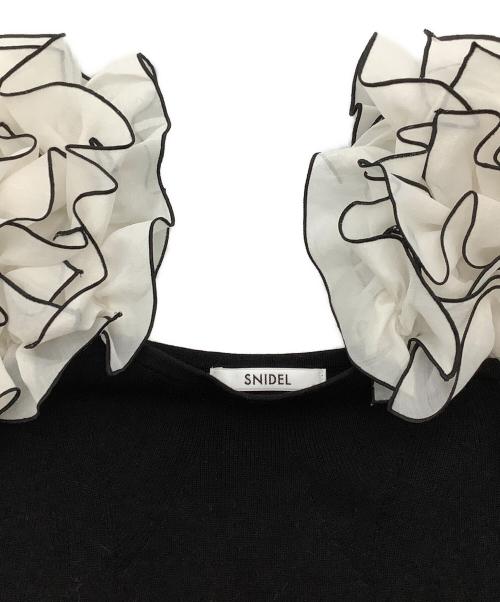 Snidel（スナイデル）Snidel (スナイデル) イントリケートフリルコンビニットワンピース ブラック サイズ:Fの古着・服飾アイテム