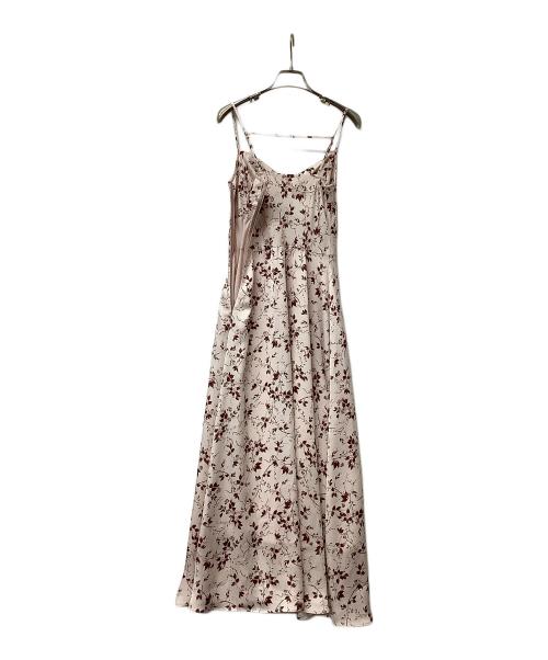 Snidel（スナイデル）Snidel (スナイデル) ニットカーデ&プリントキャミワンピース ホワイト×ピンクの古着・服飾アイテム