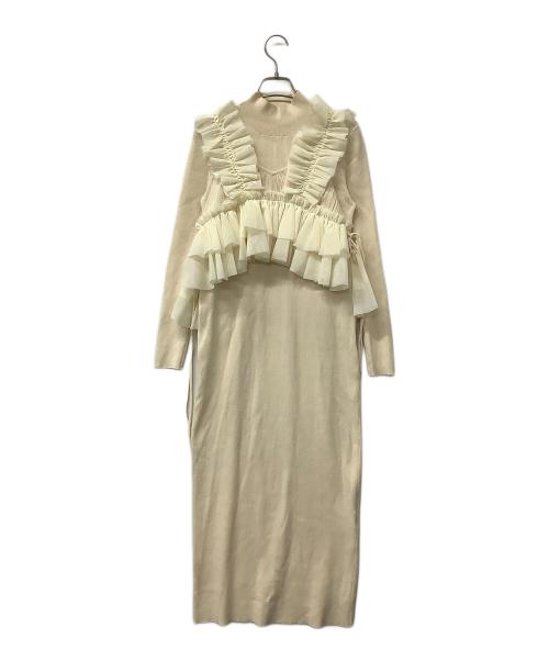 Lily Brown（リリーブラウン）Lily Brown (リリーブラウン) フリルビスチェセットニットワンピース ベージュ サイズ:Fの古着・服飾アイテム