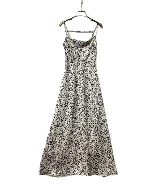 Snidel（スナイデル）Snidel (スナイデル) ニットカーデ&プリントキャミワンピース ホワイト×ブラウンの古着・服飾アイテム