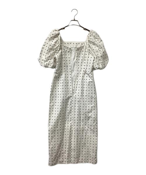 Snidel（スナイデル）Snidel (スナイデル) パフスリーブワンピース ホワイト×ブラックの古着・服飾アイテム