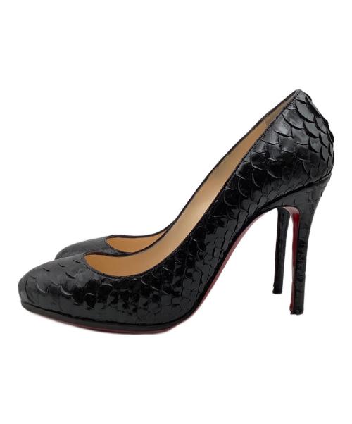 Christian Louboutin（クリスチャン・ルブタン）Christian Louboutin (クリスチャン・ルブタン) ピンヒール パイソンレザーハイヒール ブラック サイズ:35 1/2の古着・服飾アイテム