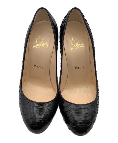Christian Louboutin（クリスチャン・ルブタン）Christian Louboutin (クリスチャン・ルブタン) ピンヒール パイソンレザーハイヒール ブラック サイズ:35 1/2の古着・服飾アイテム