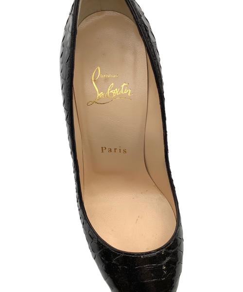 Christian Louboutin（クリスチャン・ルブタン）Christian Louboutin (クリスチャン・ルブタン) ピンヒール パイソンレザーハイヒール ブラック サイズ:35 1/2の古着・服飾アイテム