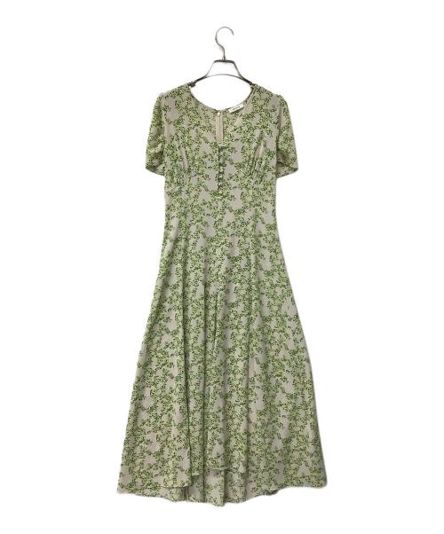 FRAY ID（フレイ アイディー）FRAY ID (フレイ アイディー) パフスリーブフラワーワンピース ベージュ×イエローの古着・服飾アイテム