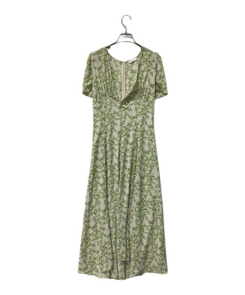 FRAY ID（フレイ アイディー）FRAY ID (フレイ アイディー) パフスリーブフラワーワンピース ベージュ×イエローの古着・服飾アイテム