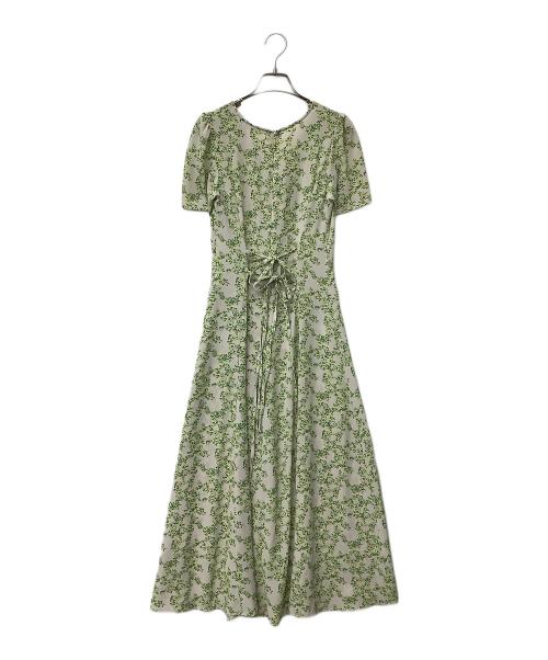 FRAY ID（フレイ アイディー）FRAY ID (フレイ アイディー) パフスリーブフラワーワンピース ベージュ×イエローの古着・服飾アイテム